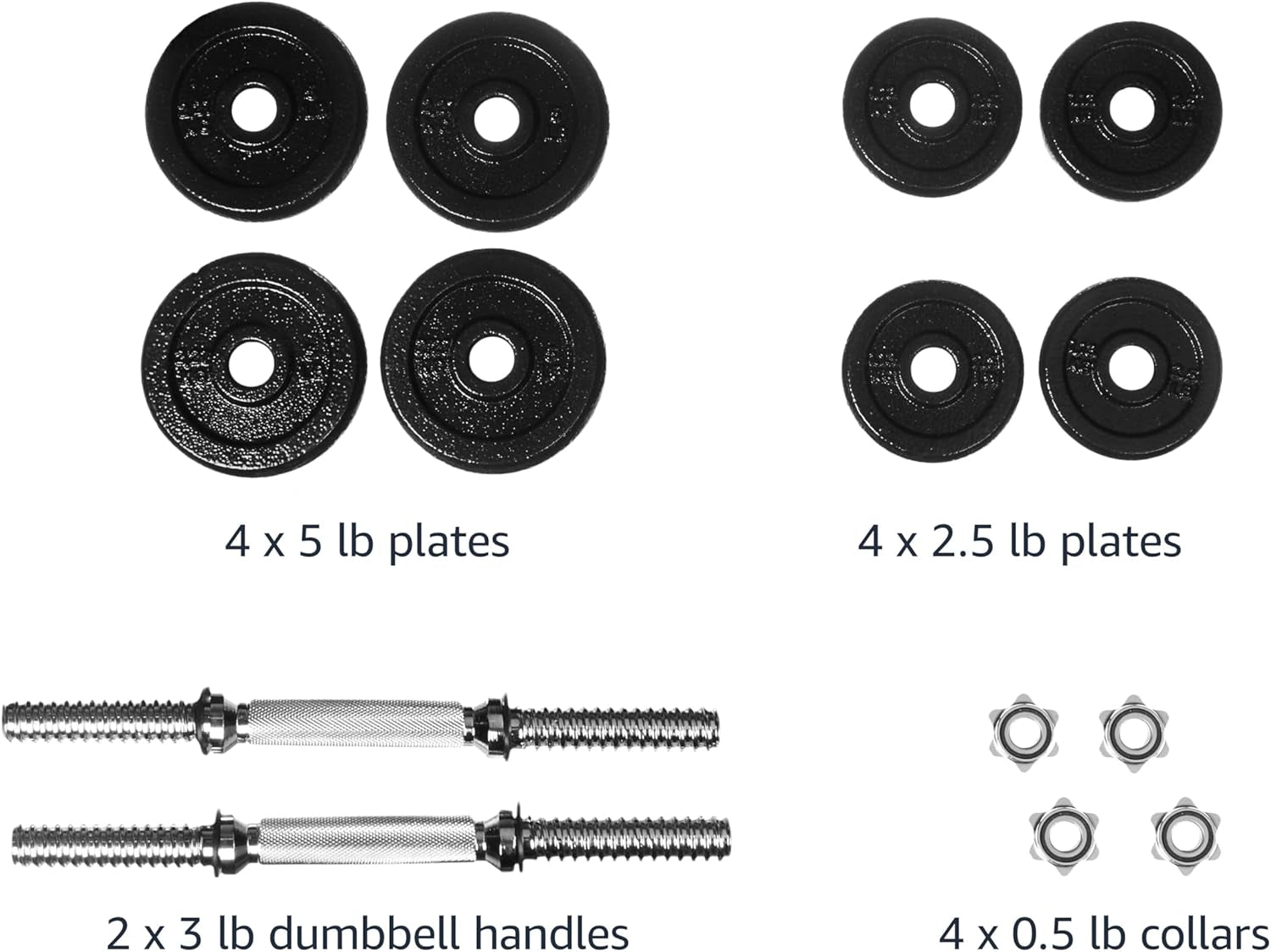 Adjustable Dumbbell Hand Weight Set, 38 Pound, Black