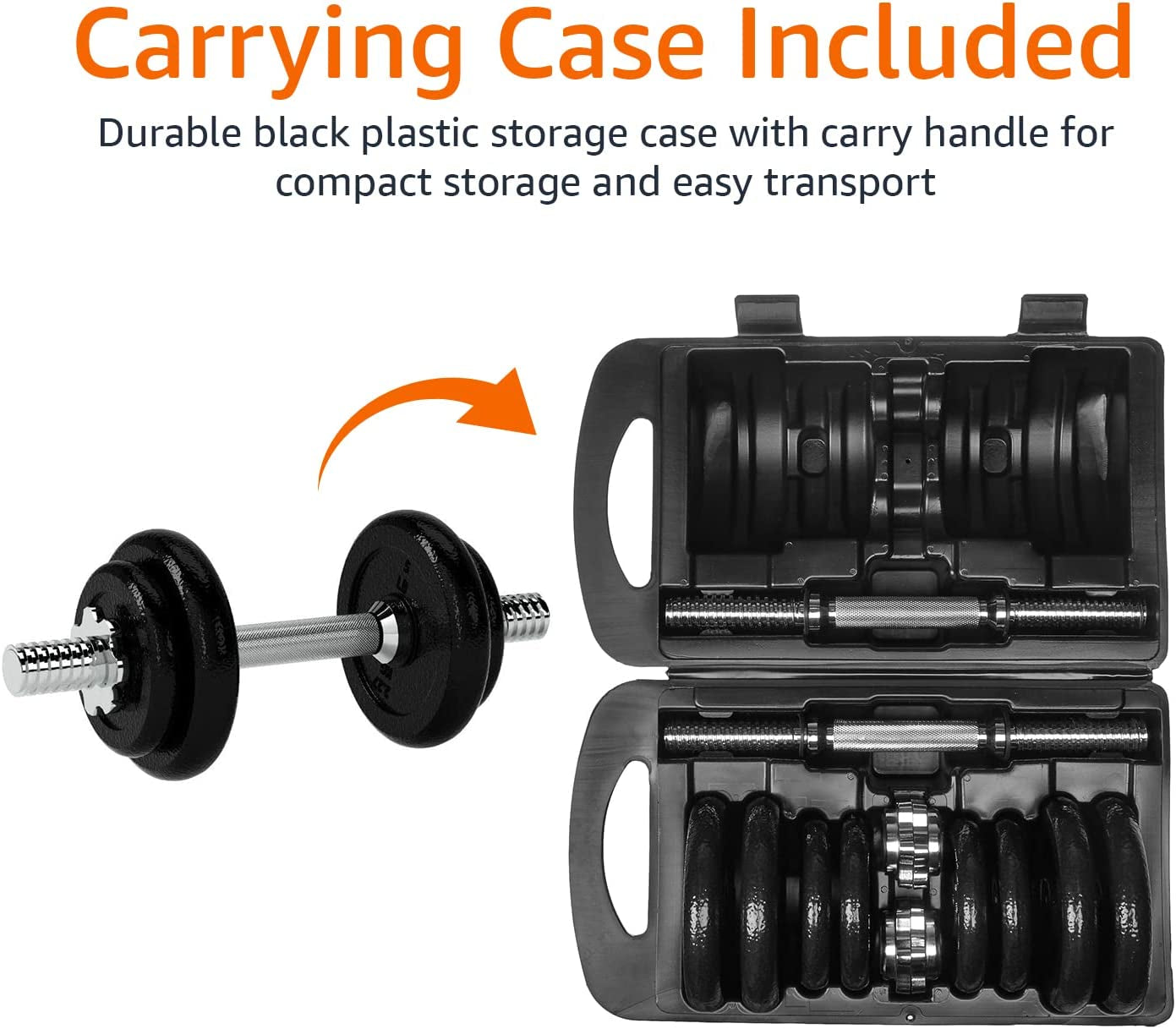 Adjustable Dumbbell Hand Weight Set, 38 Pound, Black