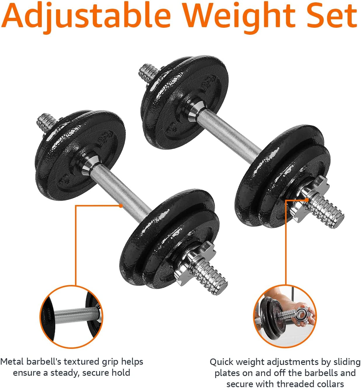 Adjustable Dumbbell Hand Weight Set, 38 Pound, Black